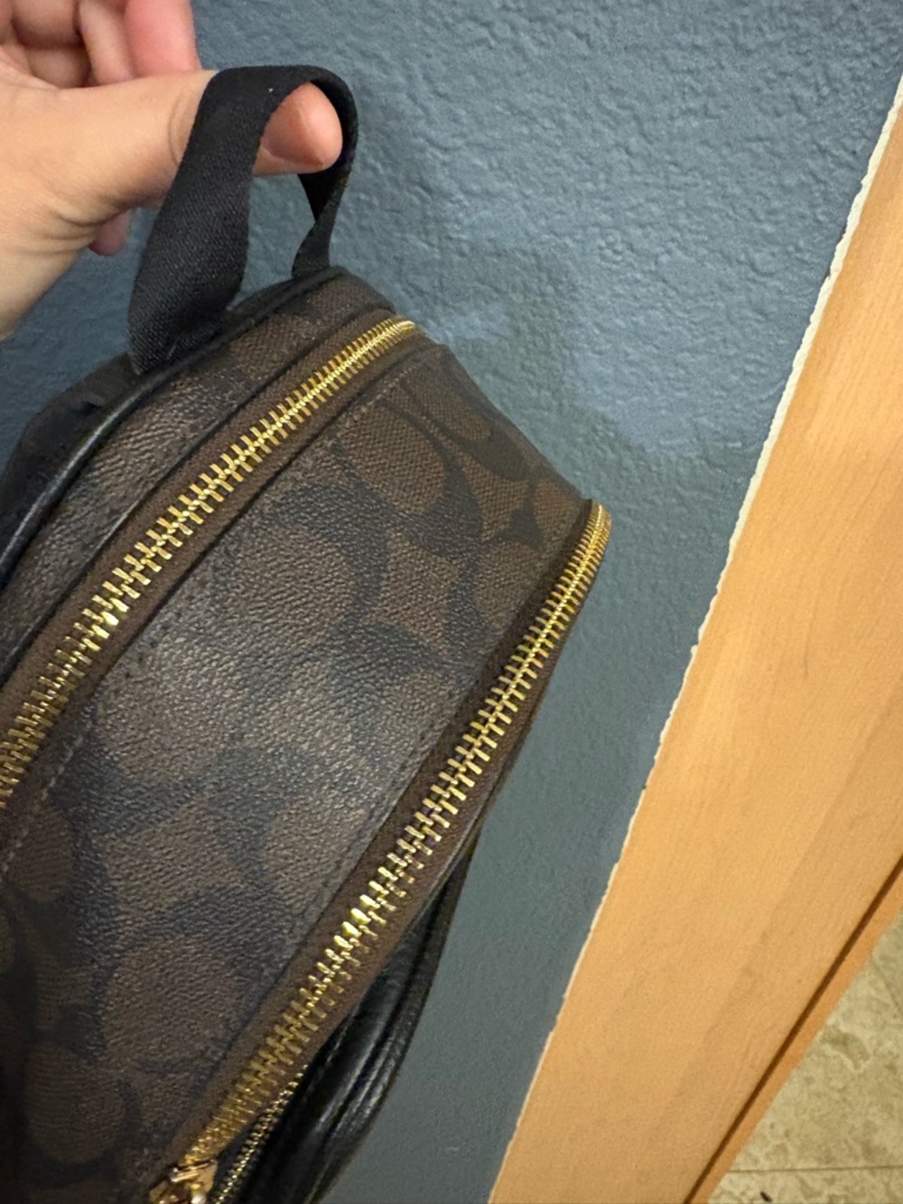 Coach Mini Court Brown Signature Canvas and Black Leather Mini Backpack - Picture 4 of 6
